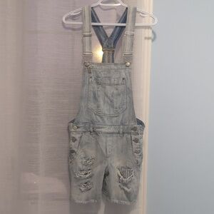 Light Wash Denim Short Overalls